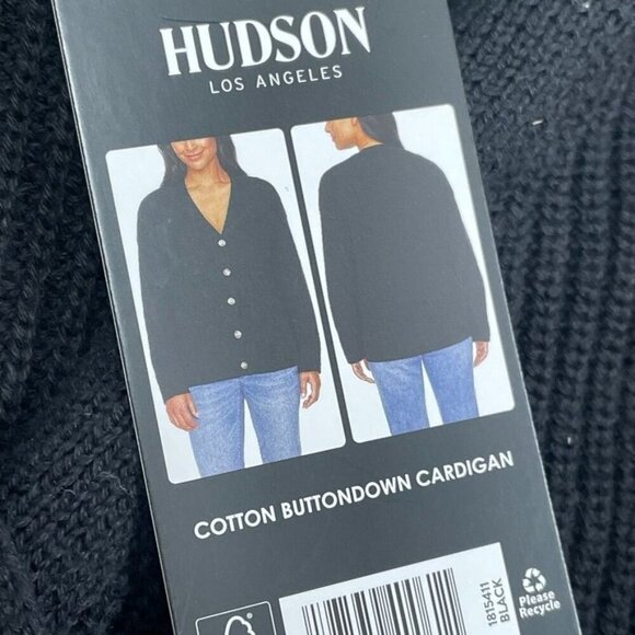 Hudson Los Angeles 100% Cotton Buttondown Cardigan XL Black 6644 - Picture 2 of 8